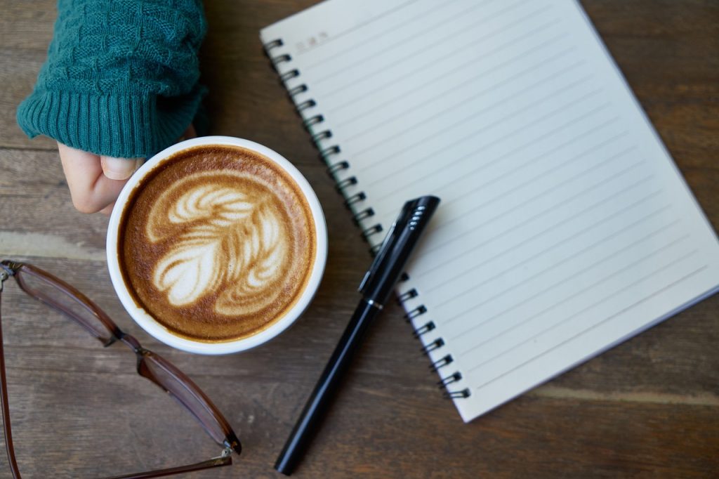 coffee, caffeine, notebook