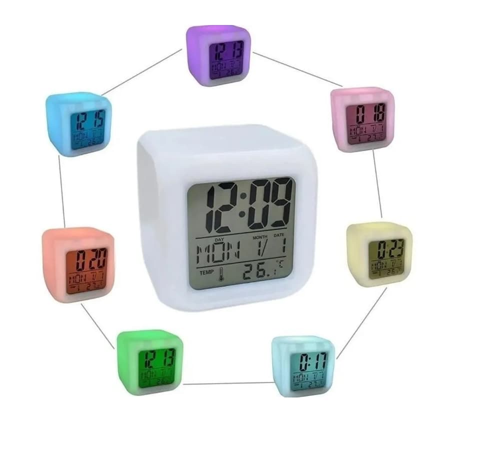 Reloj Cubo Luminoso Digital Colores Led Alarma Way Store