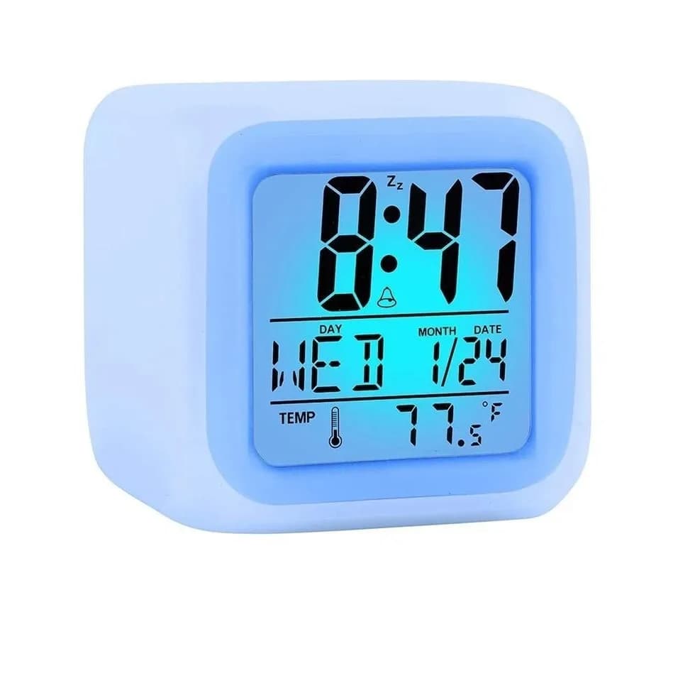 Reloj Despertador Digital con Calendario Temperatura - CELESTE UNIVERSAL